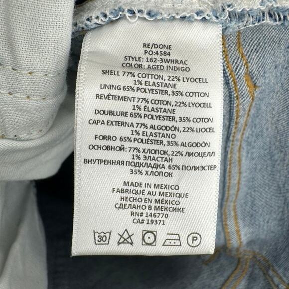 RE/DONE 90s High Rise Ankle Crop Jeans Sz 25 Button Fly Aged Indigp Blue - Picture 10 of 10